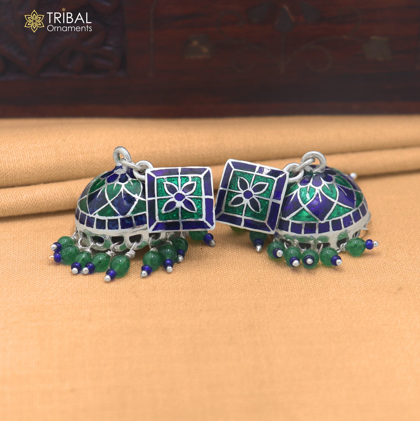 925 sterling silver minakari design Jhumka earring er347