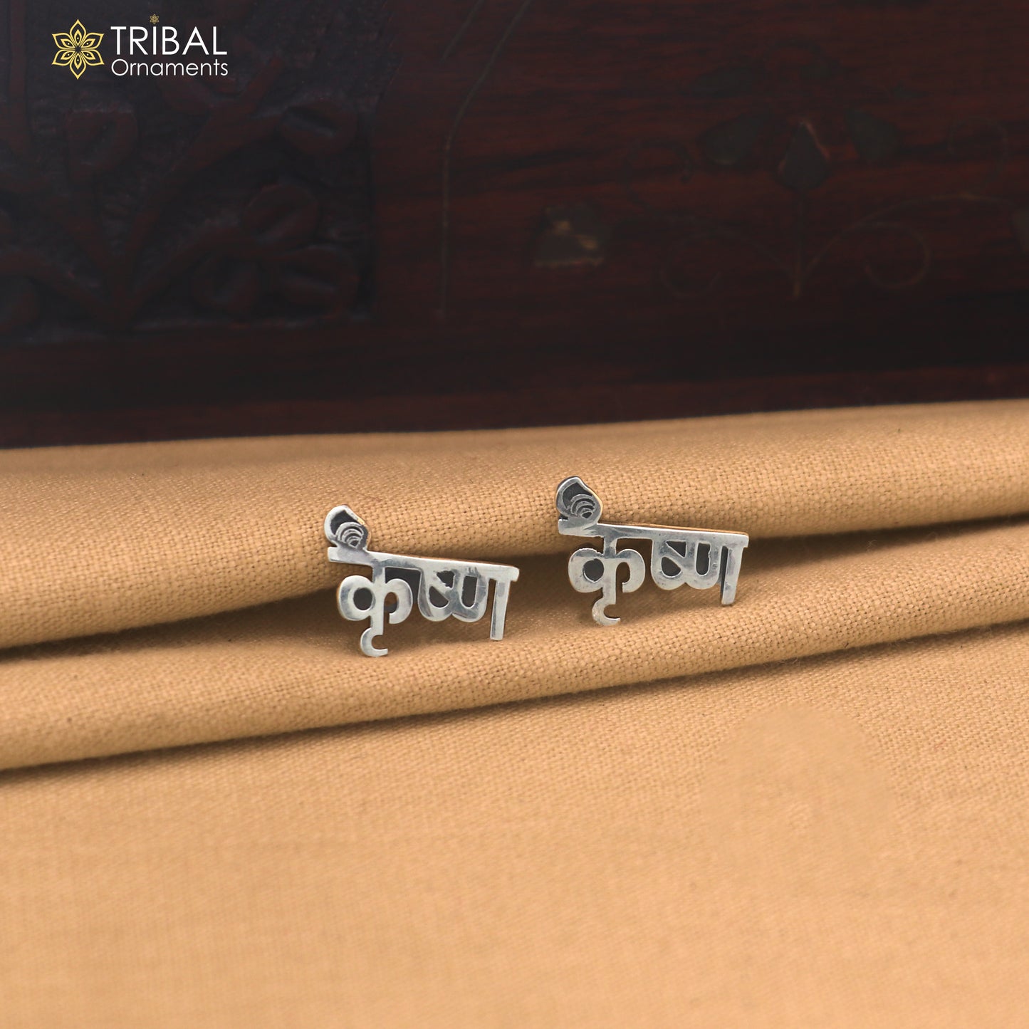 925 silver Lord Krishna stud earrings unisex jewelry er348