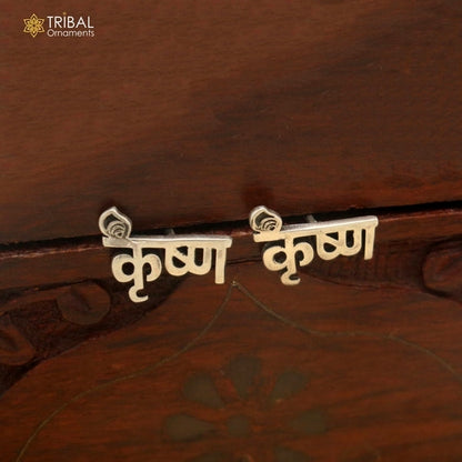 925 silver Lord Krishna stud earrings unisex jewelry er348