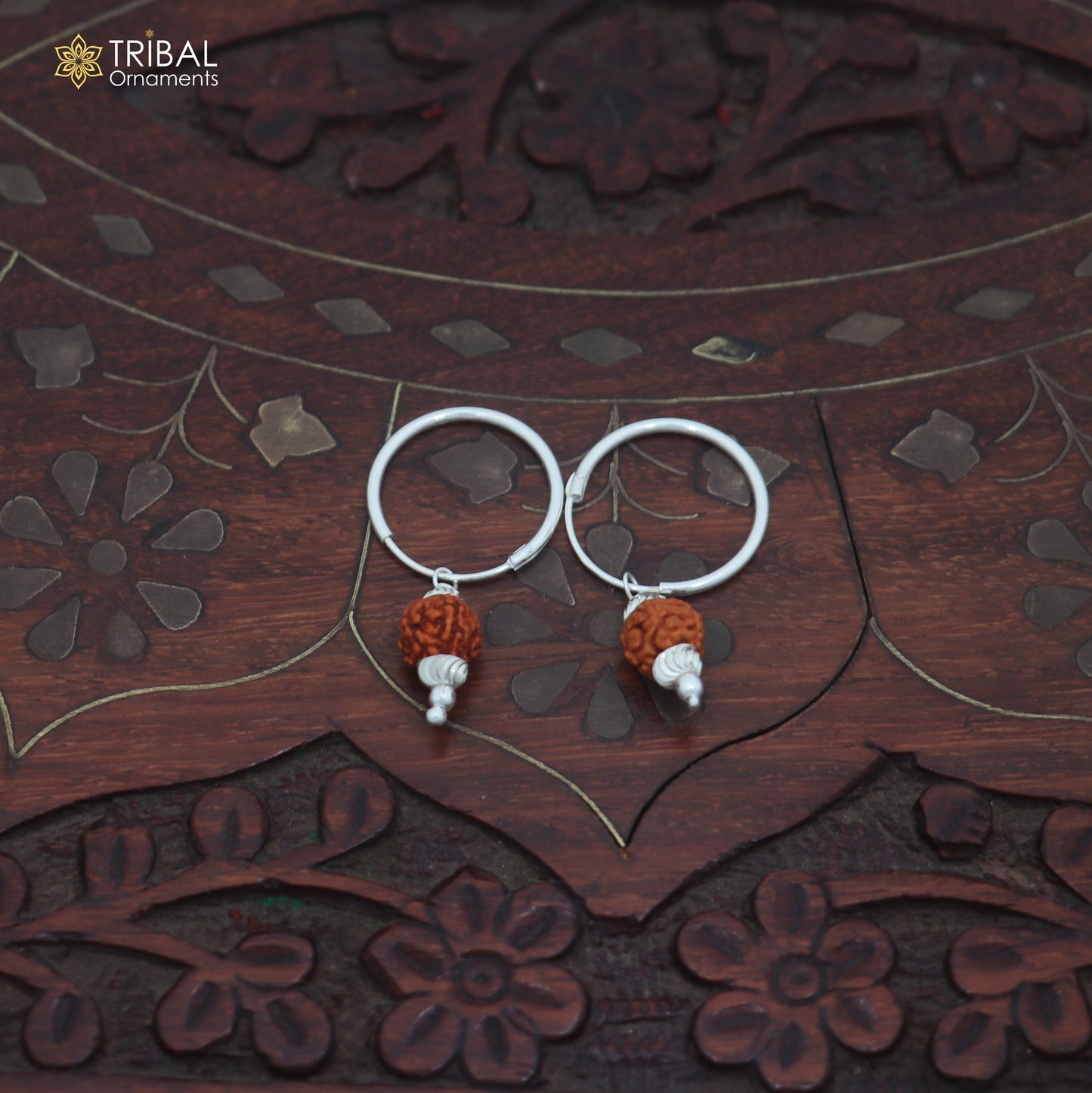 925 sterling silver rudraksha design bali hoops earrings tribal ethnic jewelry er349