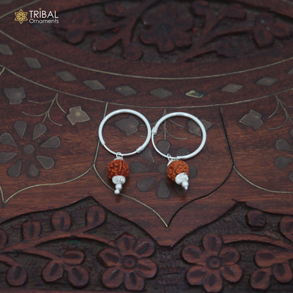 925 sterling silver rudraksha design bali hoops earrings tribal ethnic jewelry er349