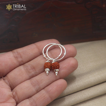 925 sterling silver rudraksha design bali hoops earrings tribal ethnic jewelry er349