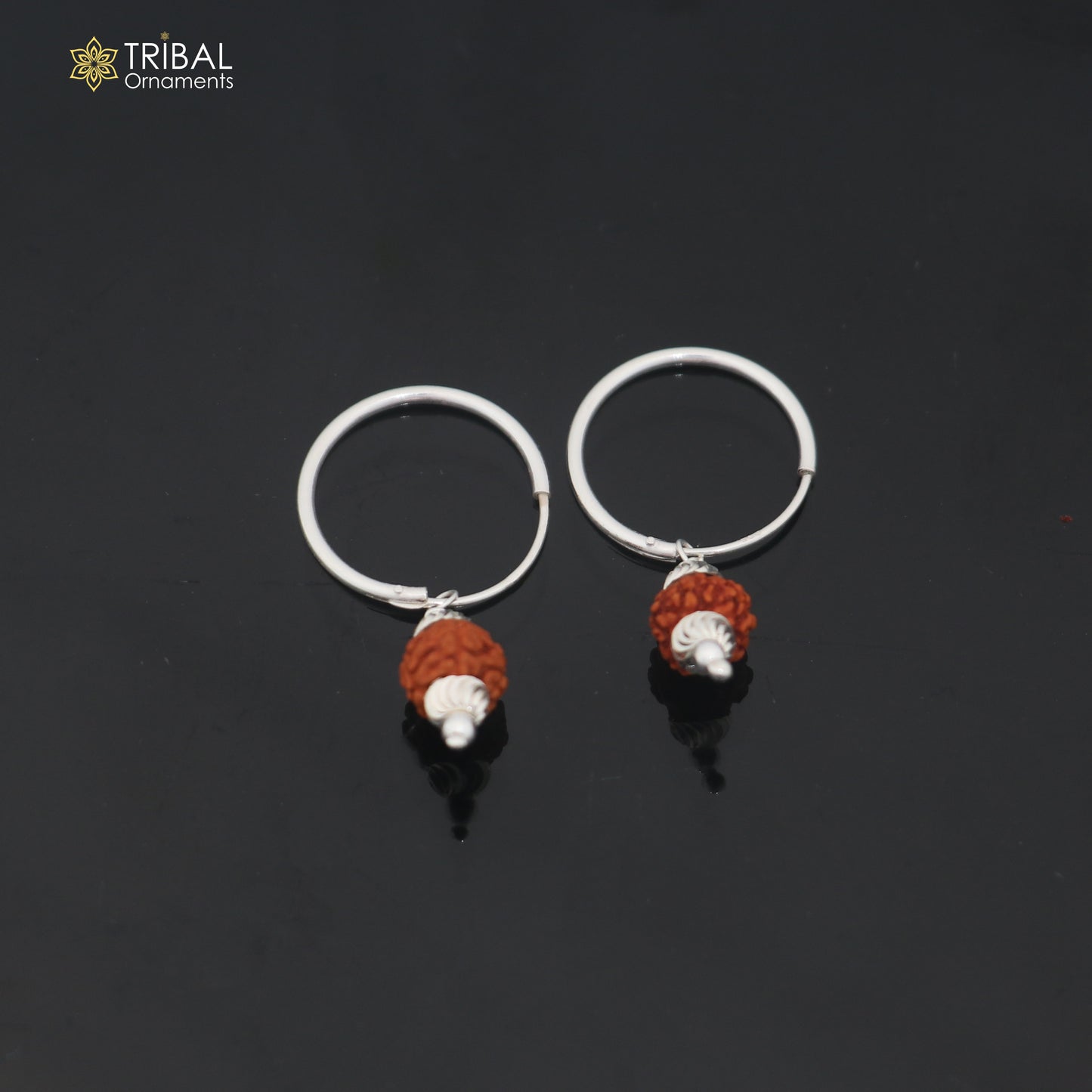 925 sterling silver rudraksha design bali hoops earrings tribal ethnic jewelry er349