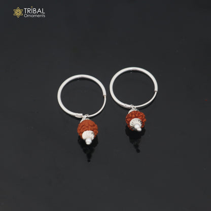 925 sterling silver rudraksha design bali hoops earrings tribal ethnic jewelry er349