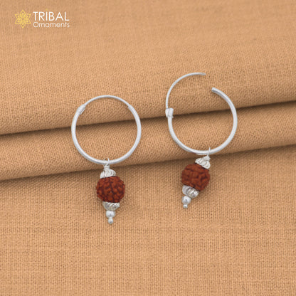 925 sterling silver rudraksha design bali hoops earrings tribal ethnic jewelry er349