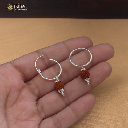 925 sterling silver rudraksha design bali hoops earrings tribal ethnic jewelry er349