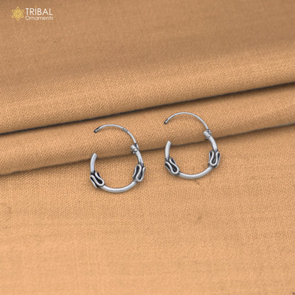 925 sterling silver wired design bali hoops earrings bali tribal ethnic jewelry er350