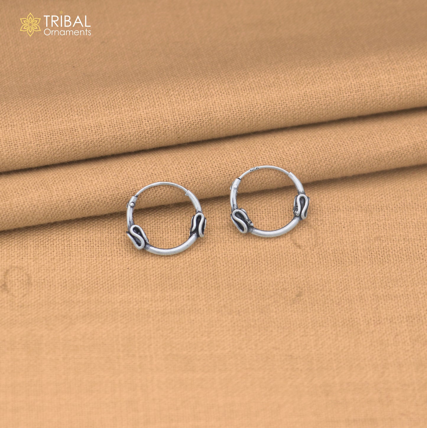 925 sterling silver wired design bali hoops earrings bali tribal ethnic jewelry er350
