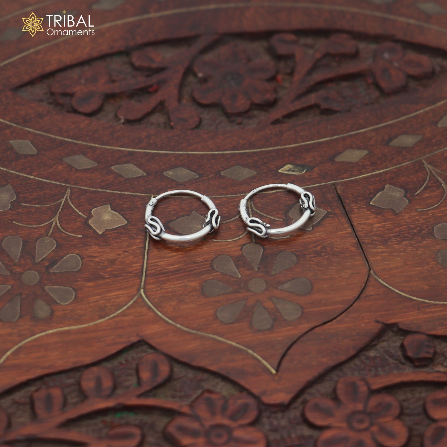 925 sterling silver wired design bali hoops earrings bali tribal ethnic jewelry er350
