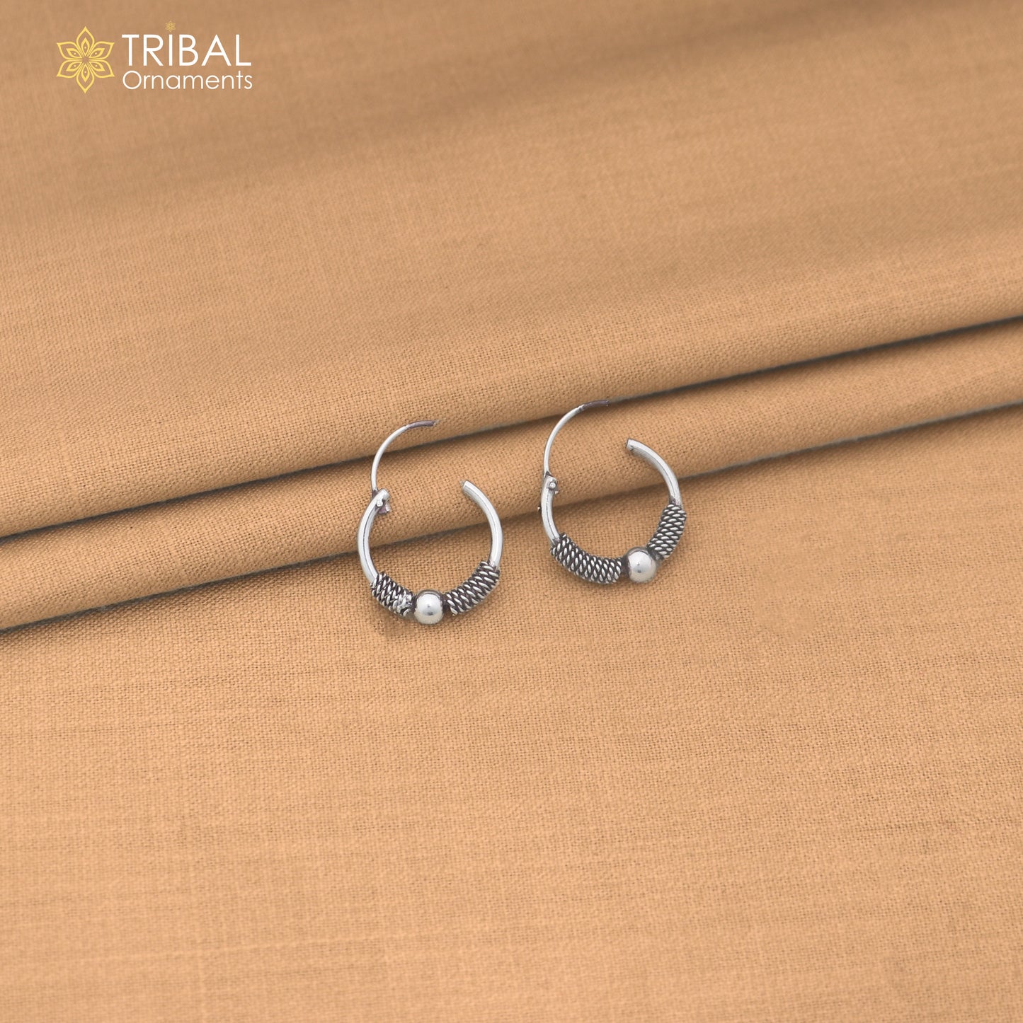925 sterling silver wired design bali hoops earrings bali tribal ethnic jewelry er351