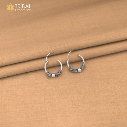 925 sterling silver wired design bali hoops earrings bali tribal ethnic jewelry er351
