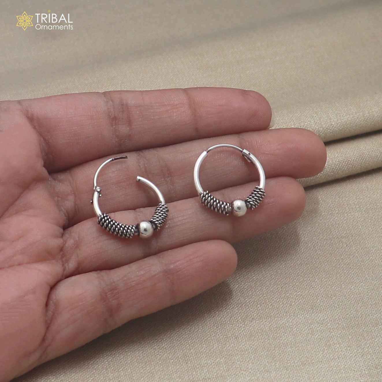 925 sterling silver wired design bali hoops earrings bali tribal ethnic jewelry er351