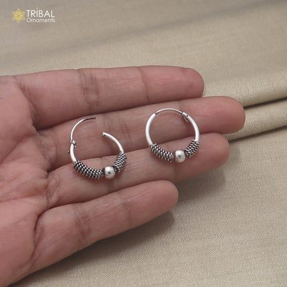 925 sterling silver wired design bali hoops earrings bali tribal ethnic jewelry er351