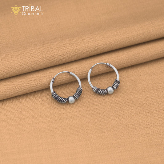 925 sterling silver wired design bali hoops earrings bali tribal ethnic jewelry er351