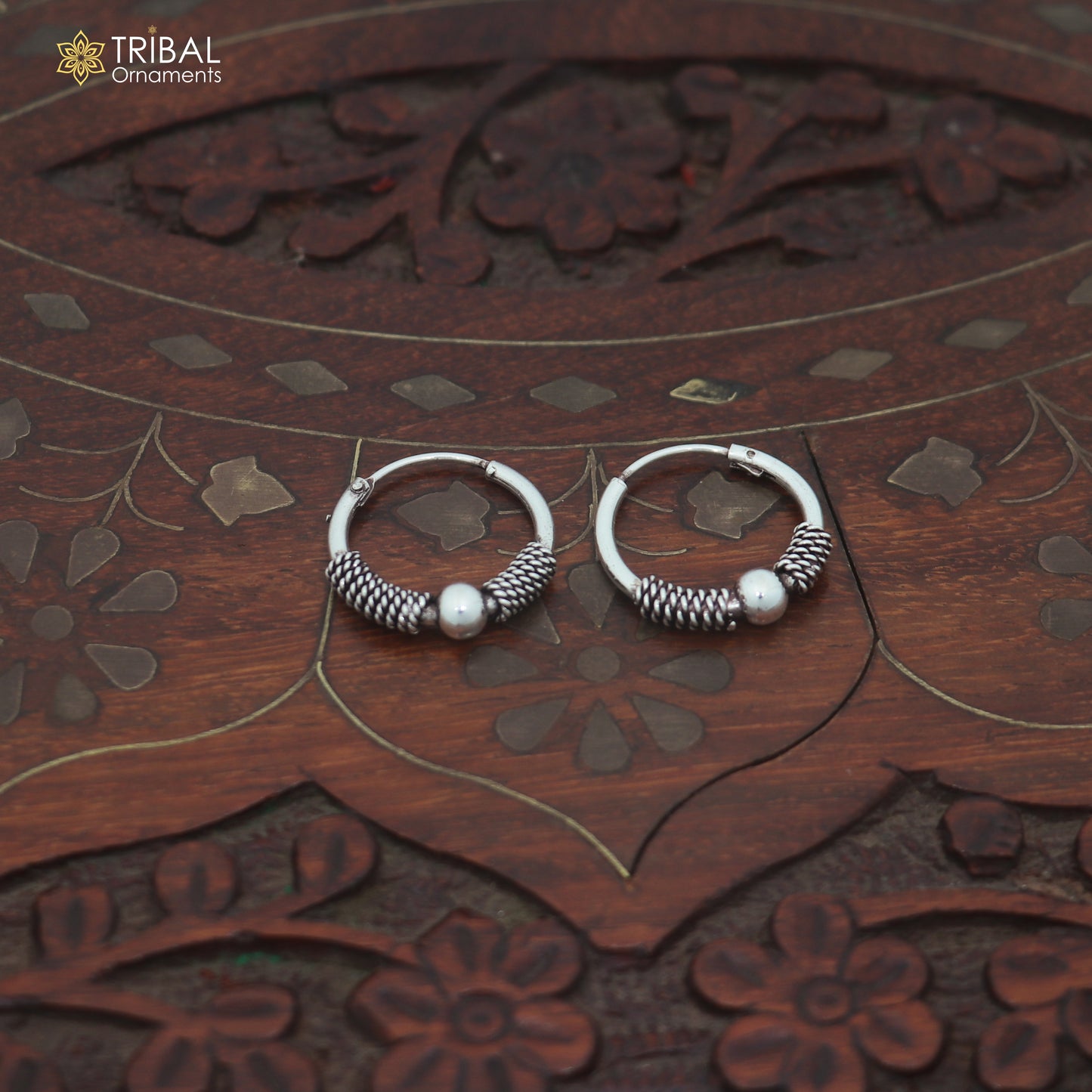 925 sterling silver wired design bali hoops earrings bali tribal ethnic jewelry er351