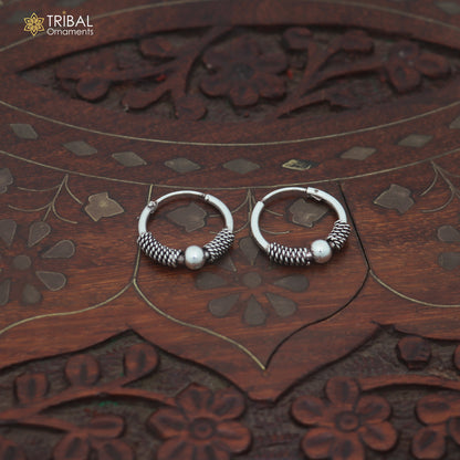 925 sterling silver wired design bali hoops earrings bali tribal ethnic jewelry er351