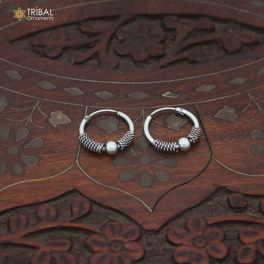 925 sterling silver wired design bali hoops earrings bali tribal ethnic jewelry er351