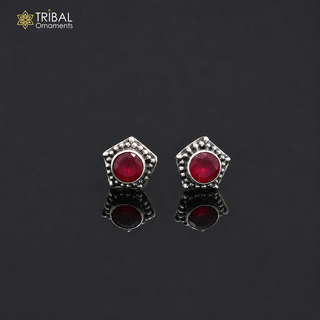 925 sterling silver round shape pink stone stud earring best unisex jewelry er354