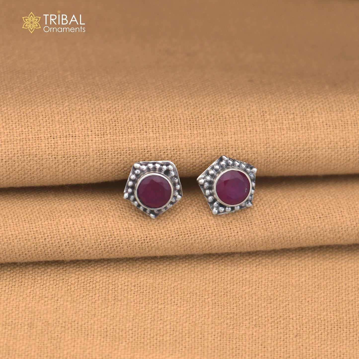 925 sterling silver round shape pink stone stud earring best unisex jewelry er354