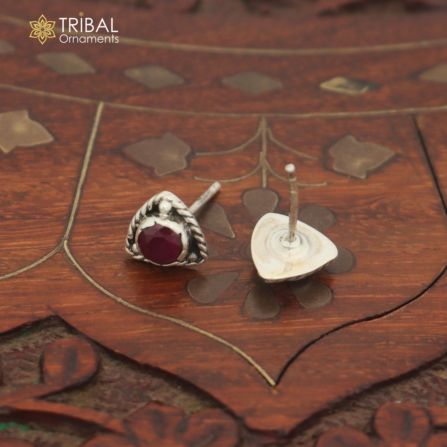 925 sterling silver pink stone stud earring best unisex jewelry er355