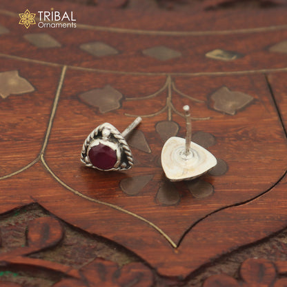 925 sterling silver pink stone stud earring best unisex jewelry er355