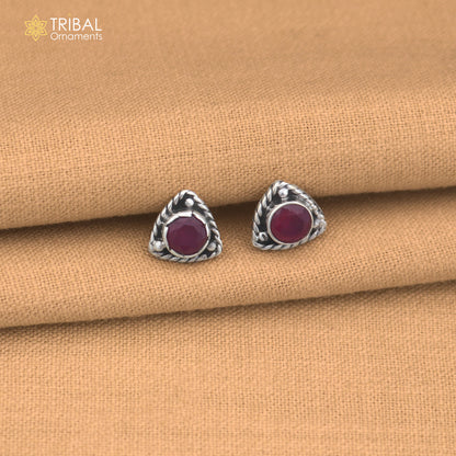 925 sterling silver pink stone stud earring best unisex jewelry er355