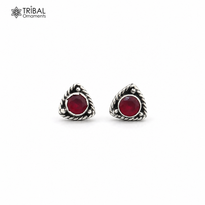 925 sterling silver pink stone stud earring best unisex jewelry er355