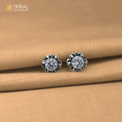 925 sterling silver round shape white stone stud earring best unisex jewelry er360