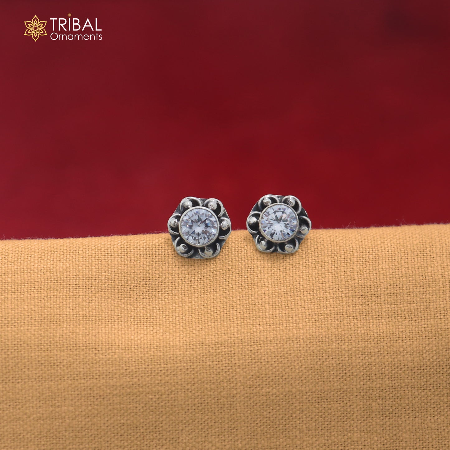 925 sterling silver round shape white stone stud earring best unisex jewelry er360