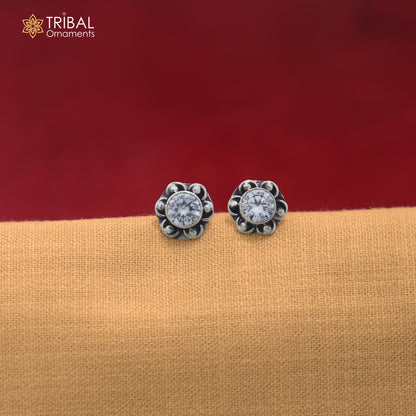 925 sterling silver round shape white stone stud earring best unisex jewelry er360
