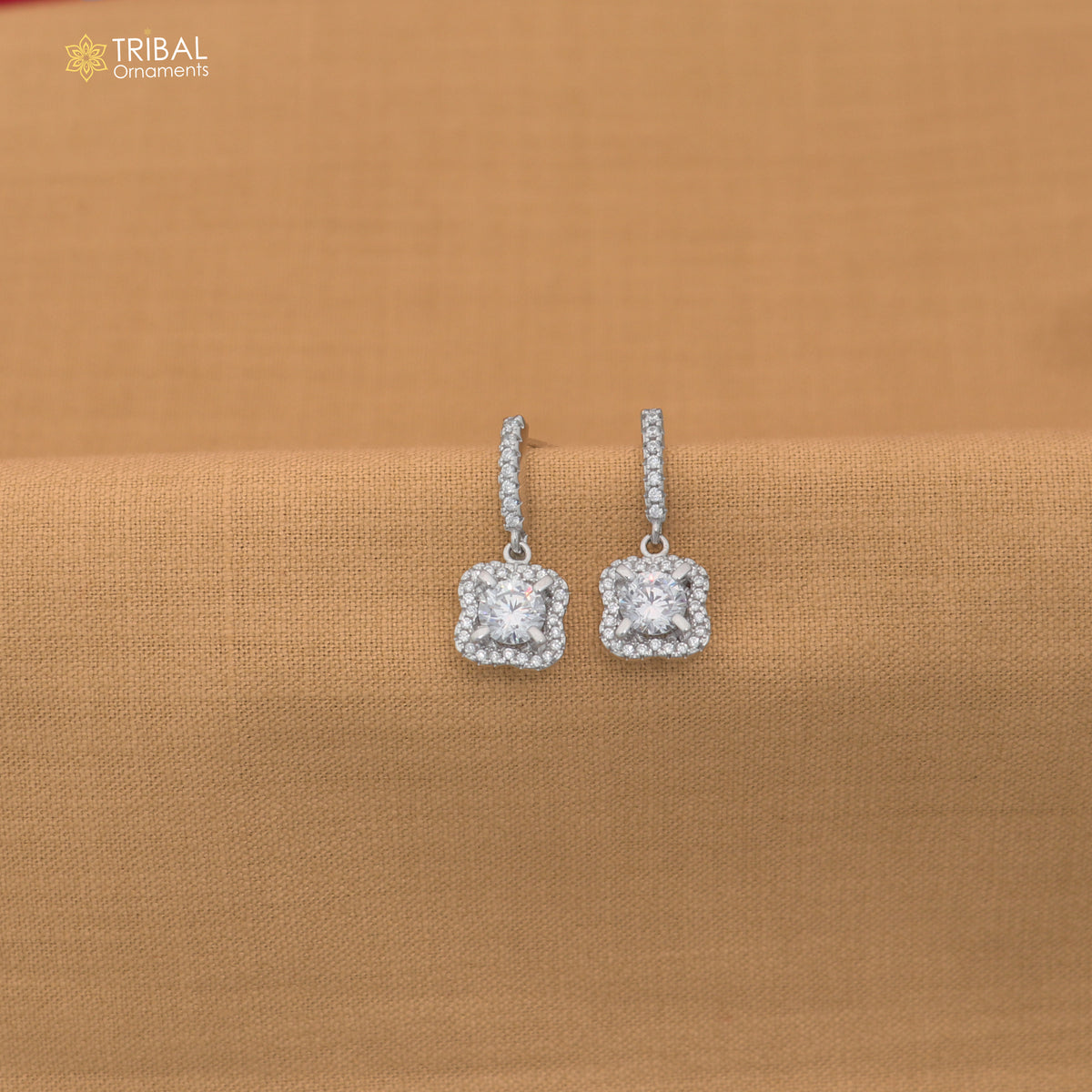 925 sterling silver squire design cz stone hanging earring jewelry er370
