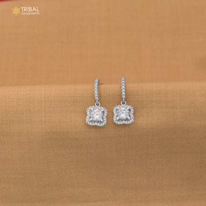925 sterling silver squire design cz stone hanging earring jewelry er370