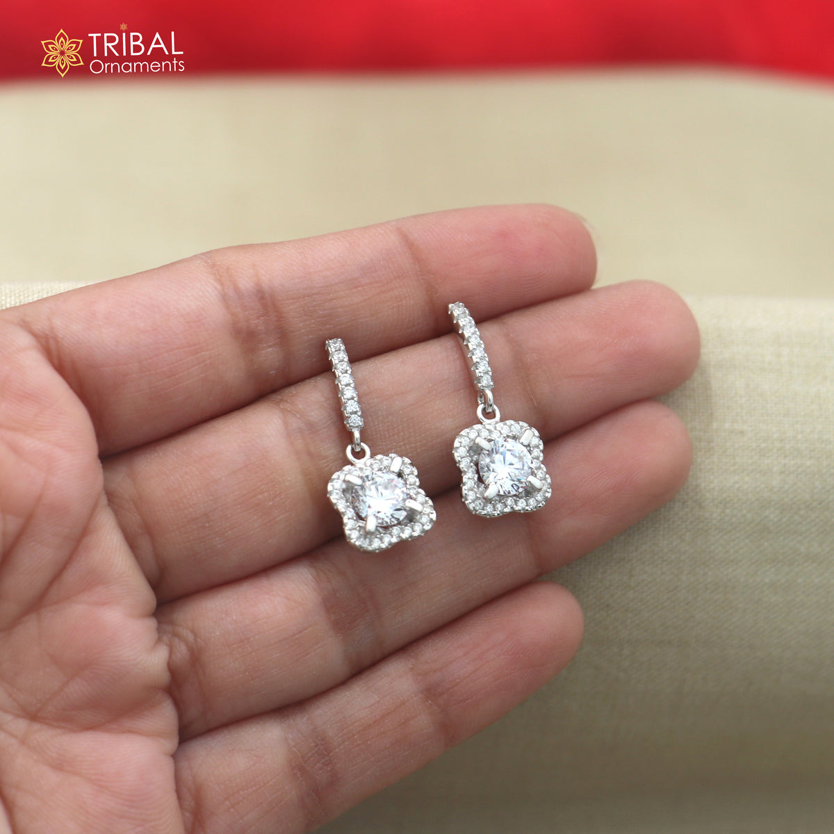 925 sterling silver squire design cz stone hanging earring jewelry er370