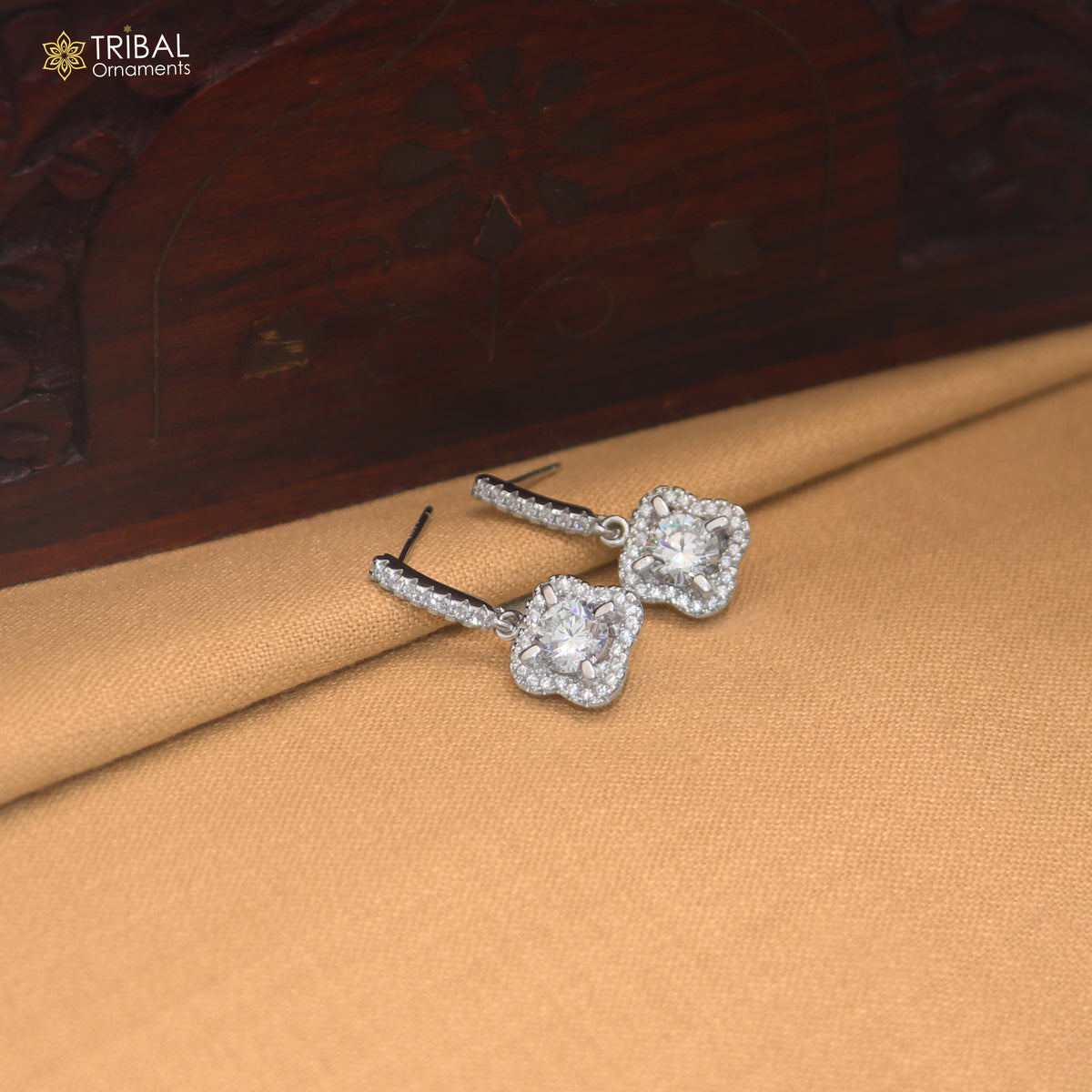 925 sterling silver squire design cz stone hanging earring jewelry er370