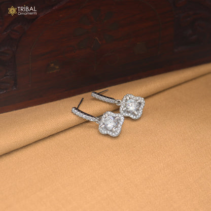 925 sterling silver squire design cz stone hanging earring jewelry er370
