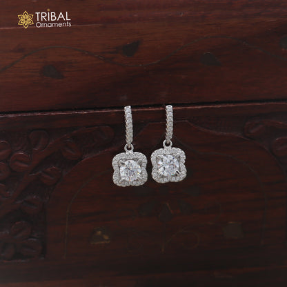 925 sterling silver squire design cz stone hanging earring jewelry er370