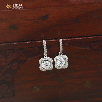 925 sterling silver squire design cz stone hanging earring jewelry er370