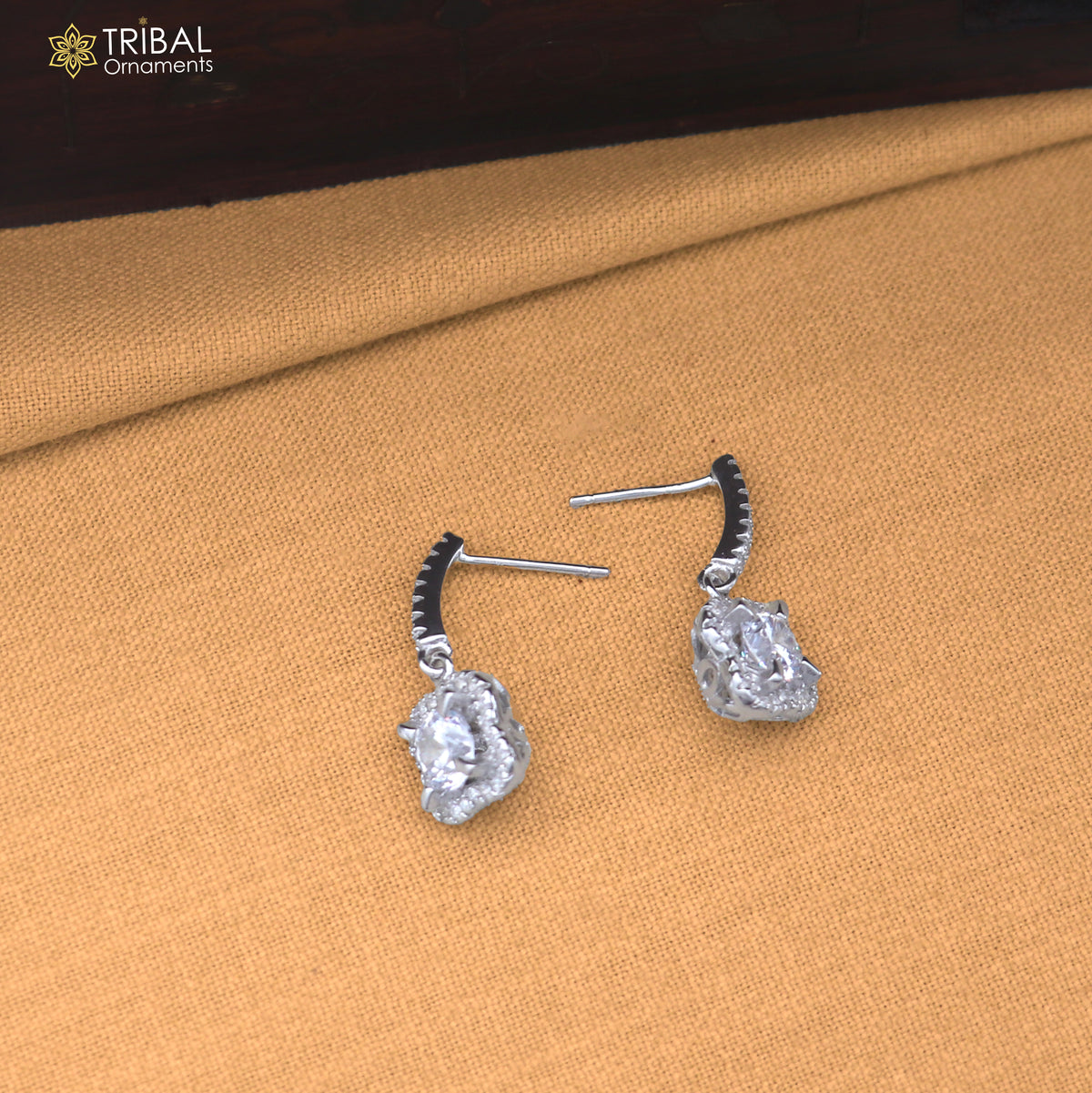 925 sterling silver squire design cz stone hanging earring jewelry er370