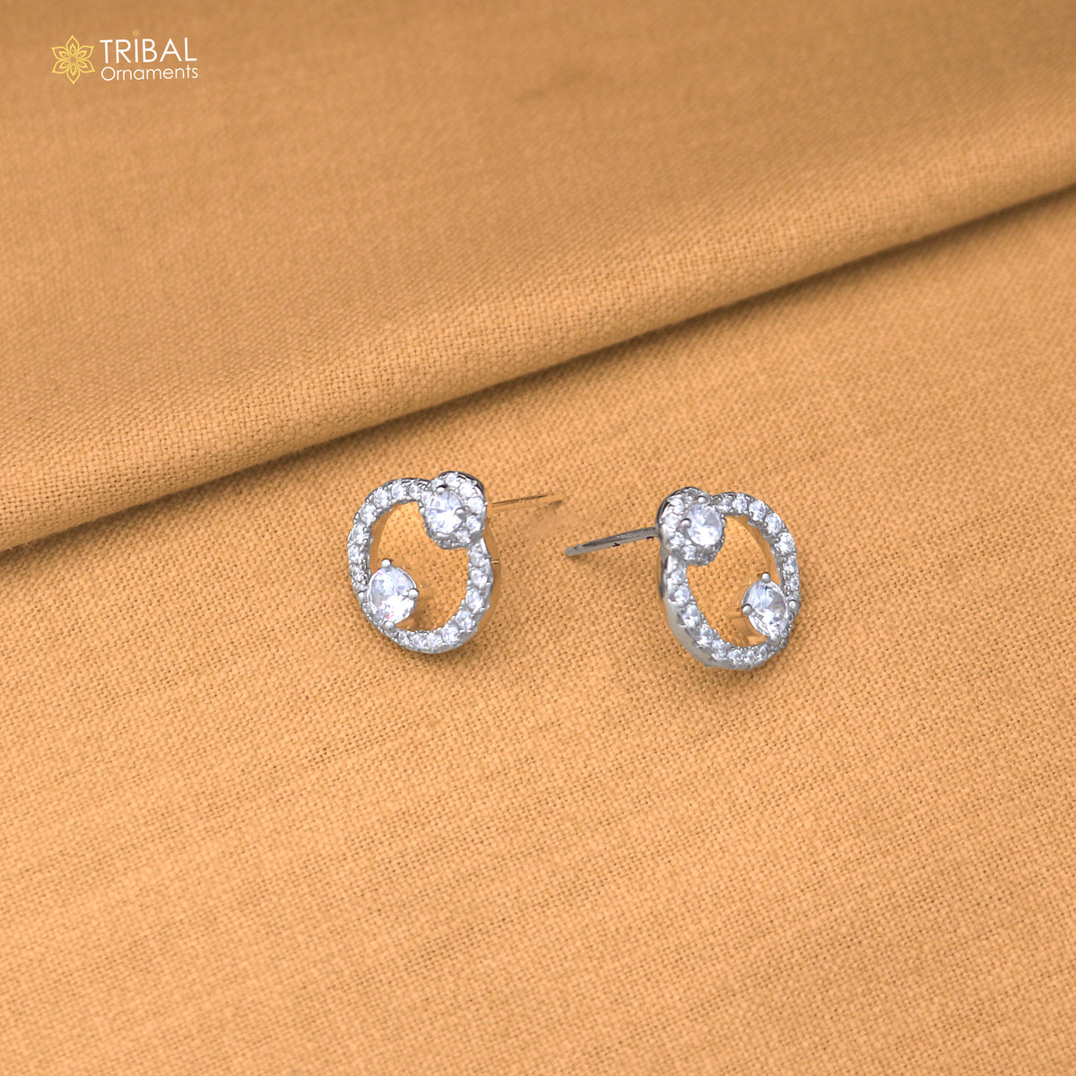 925 sterling silver round shape cz stone stud earring jewelry er371