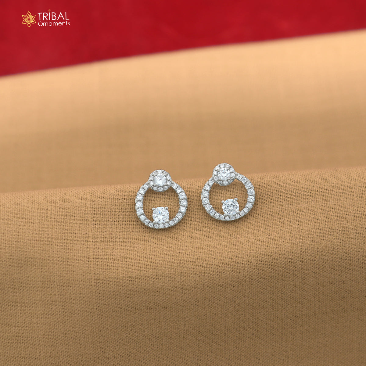 925 sterling silver round shape cz stone stud earring jewelry er371
