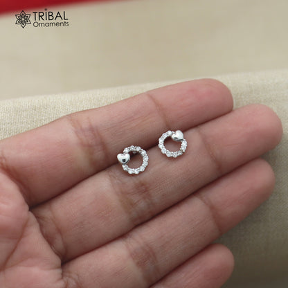 925 sterling silver round shape cz stone stud earring jewelry er372