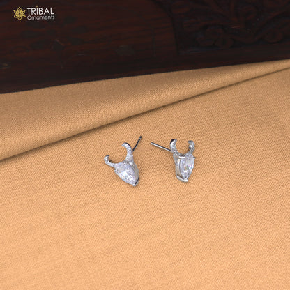 925 sterling silver round shape cz stone stud earring jewelry er373