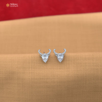925 sterling silver round shape cz stone stud earring jewelry er373