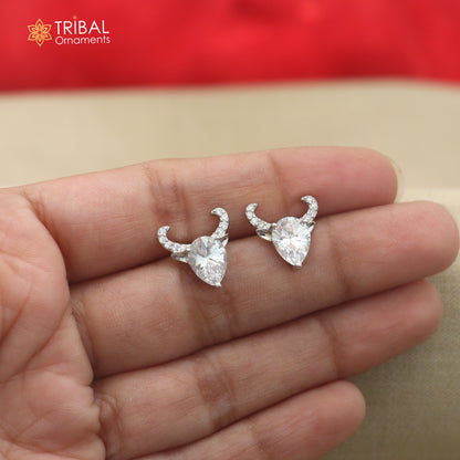 925 sterling silver round shape cz stone stud earring jewelry er373