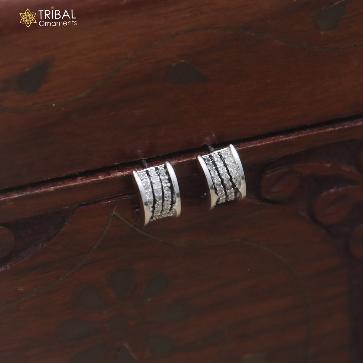 925 sterling silver stylish design cz stone stud earring jewelry er375