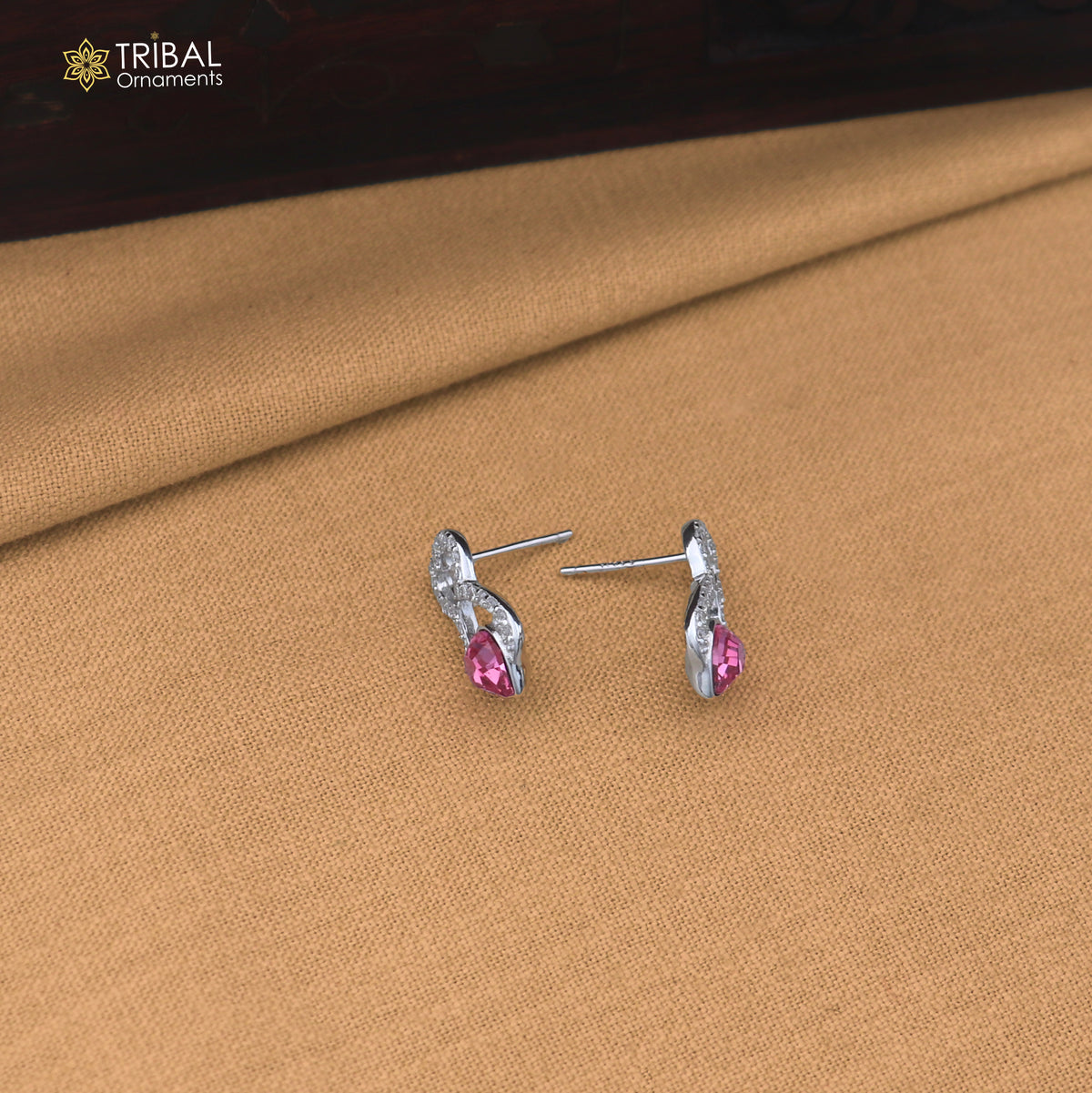925 sterling silver heart design cz stone hanging earring jewelry er376