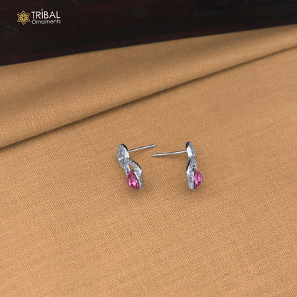 925 sterling silver heart design cz stone hanging earring jewelry er376