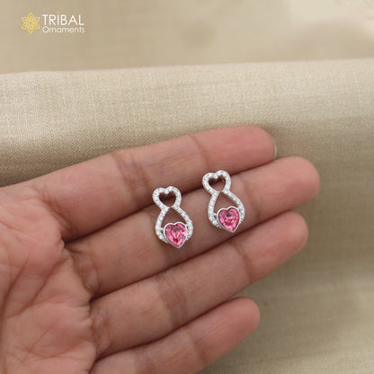 925 sterling silver heart design cz stone hanging earring jewelry er376