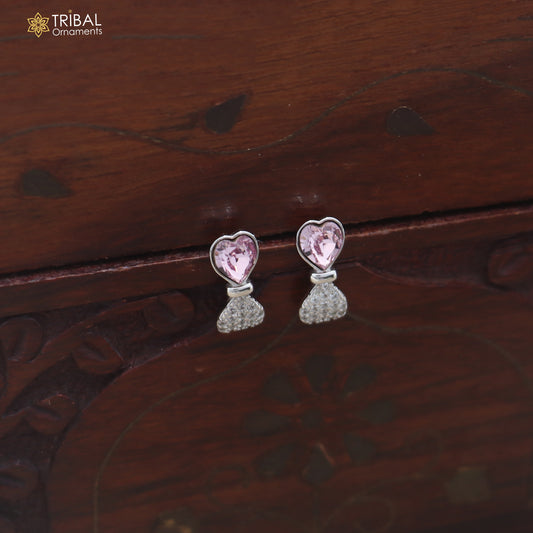 925 sterling silver heart design cz stone hanging earring jewelry er377