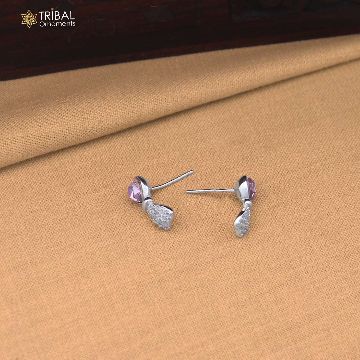 925 sterling silver heart design cz stone hanging earring jewelry er377